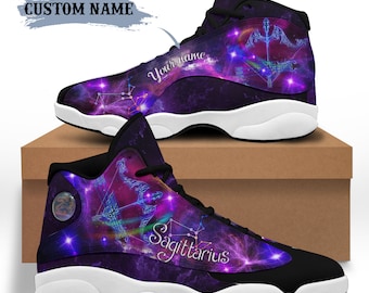 zodiac sagittarius sign personalized men women high top sneakers, handmade custom sneakers, gift for him, running shoes, gift for her