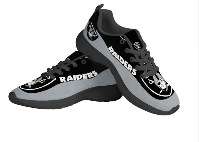 Custom Womens Sneakers Las Vegas Raiders Shoes Black and White Etsy