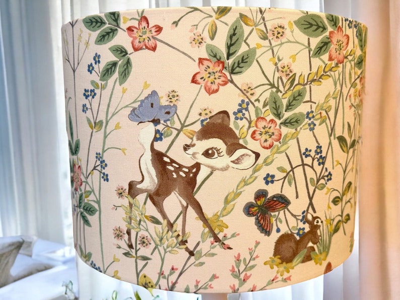 Disney Bambi and Thumper lampshade Disney x Sanderson fabric pink flowers handmade image 4