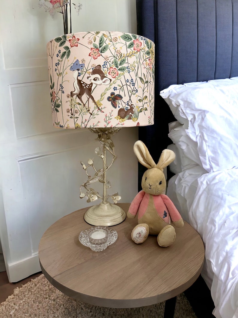 Disney Bambi and Thumper lampshade Disney x Sanderson fabric pink flowers handmade image 8