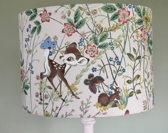 Disney Bambi and Thumper lampshade Disney x Sanderson fabric pink flowers handmade