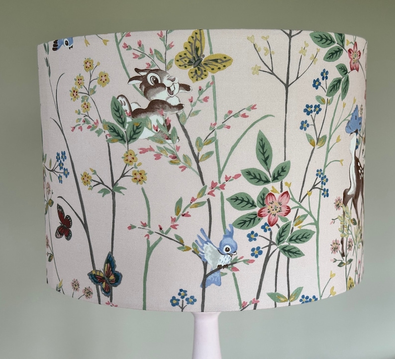 Disney Bambi and Thumper lampshade Disney x Sanderson fabric pink flowers handmade image 3