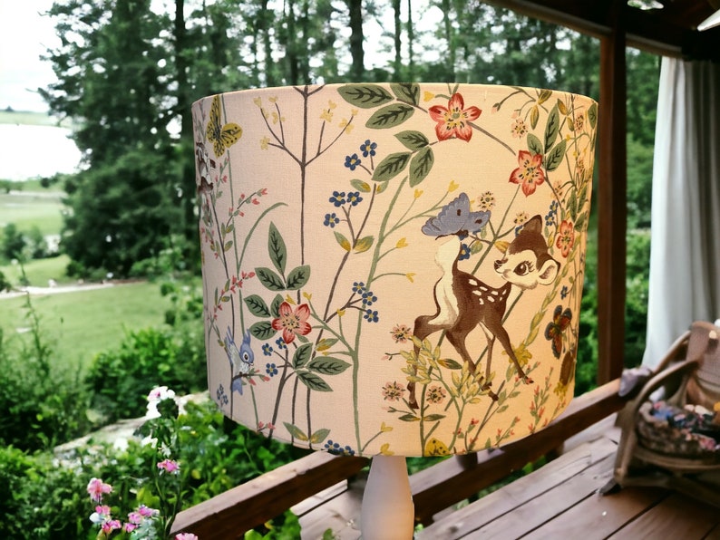 Disney Bambi and Thumper lampshade Disney x Sanderson fabric pink flowers handmade image 9