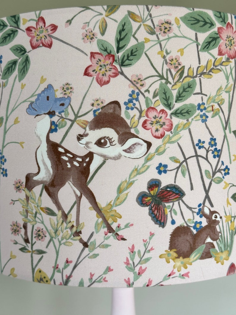 Disney Bambi and Thumper lampshade Disney x Sanderson fabric pink flowers handmade image 2