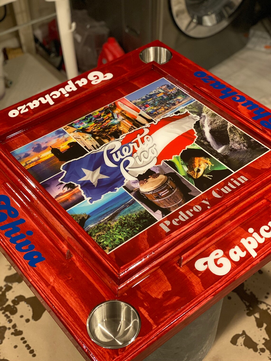 Custom Built Domino Tables w/cup holders and folding legs Etsy