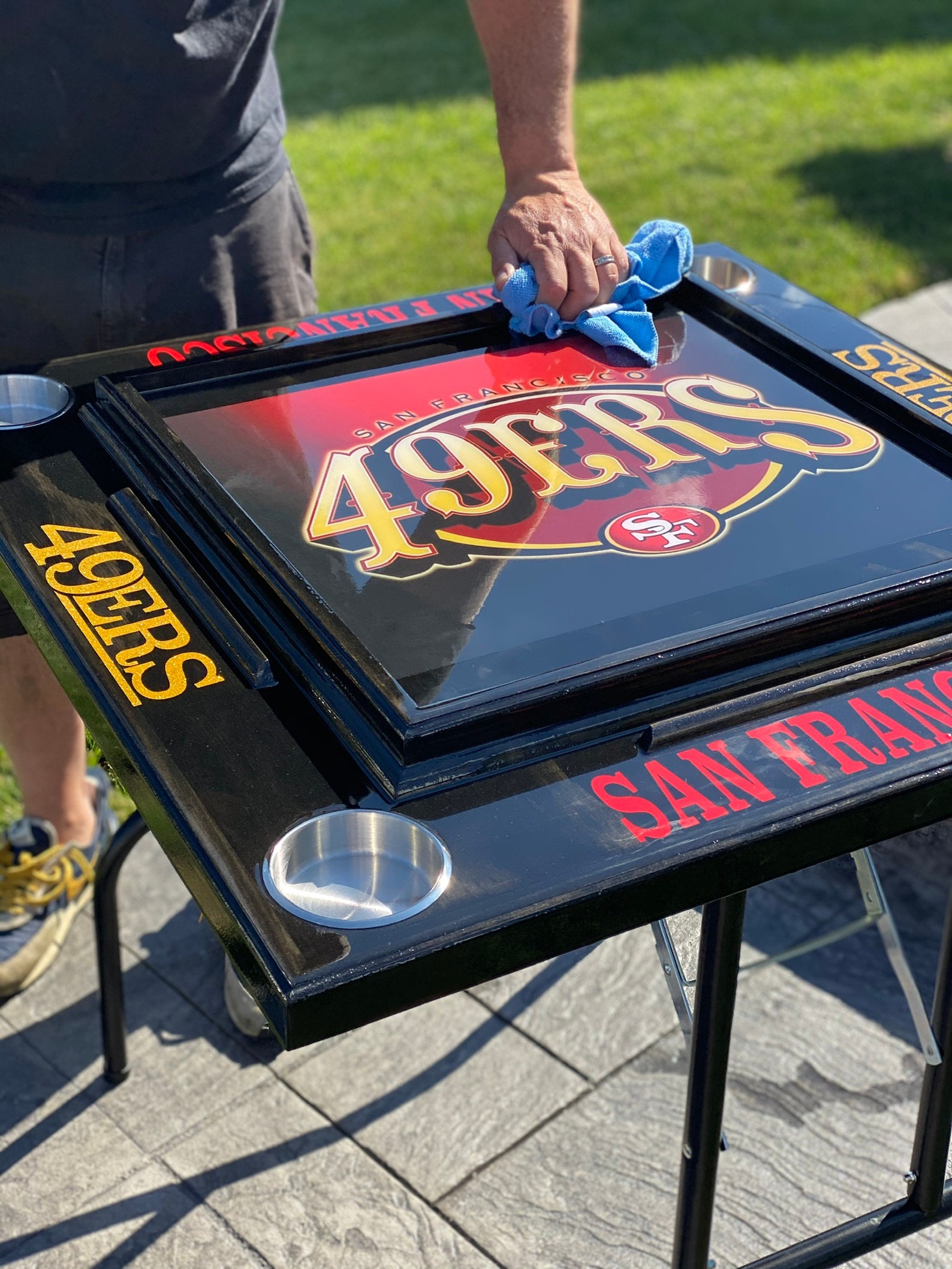 Custom Built Domino Tables w/cup holders and folding legs Etsy