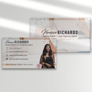 Notary Business Cards, Loan Signing Agent Card, Notary Signing Agent, Notary Marketing Supplies, Editable Notary Templates