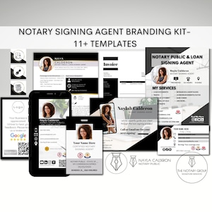 Editable Notary Branding Bundle, Loan Signing Agent Branding Kit, Notary Business Cards, Notary Logo