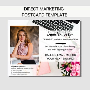 Notary Public Marketing Postcard Template Printable for Notary and Loan Signing Agents
