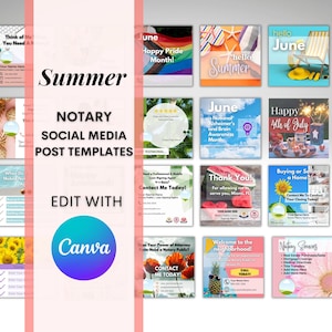 Summer Notary Social Media Content Post Templates | Signing Agent Content | Notary Signing Agent Branding | Notary Branding Bundle