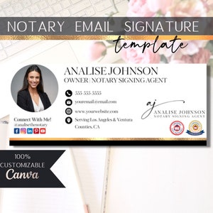 Notary Gmail Signature Template,Editable email signature for notary, Professional Signature template, Custom Notary Email Signature