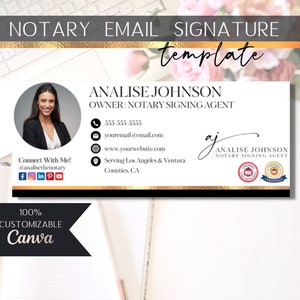 Notary Gmail Signature Template,Editable email signature for notary, Professional Signature template, Custom Notary Email Signature