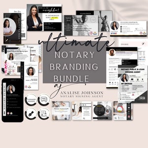 Notary Marketing Bundle, Notary Branding Kit, Notary Logo, Notary Flyers, Notary Instagram Posts, Notary Resume, Notary Signing Agent