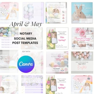 Notary April Social Media Post Templates, Easter Notary Singing Agent Spring Instagram Templates, Social Media Posts for Notary Public