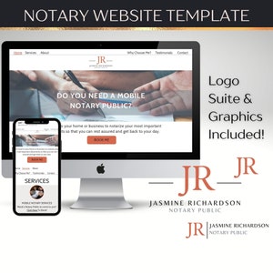 Notary Website Template + Notary Logo Template, Notary Bundle, Editable Notary Website Landing Page, Custom Notary Website