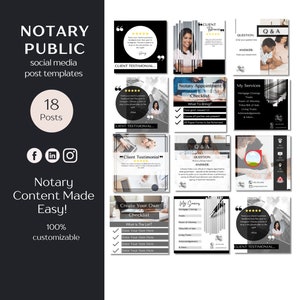 Notary Marketing Templates for Social Media, Notary Instagram Post Templates, Notary Social Media Marketing, Notary Post Templates