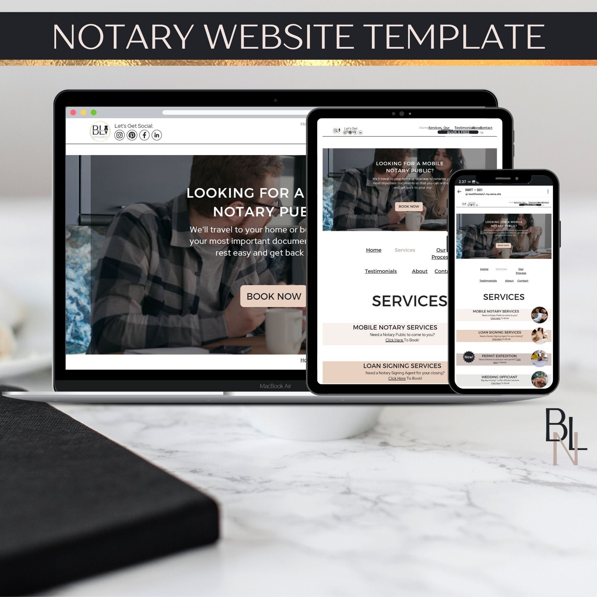 Mobile Notary site Template Notary Signing Agent sites Etsy