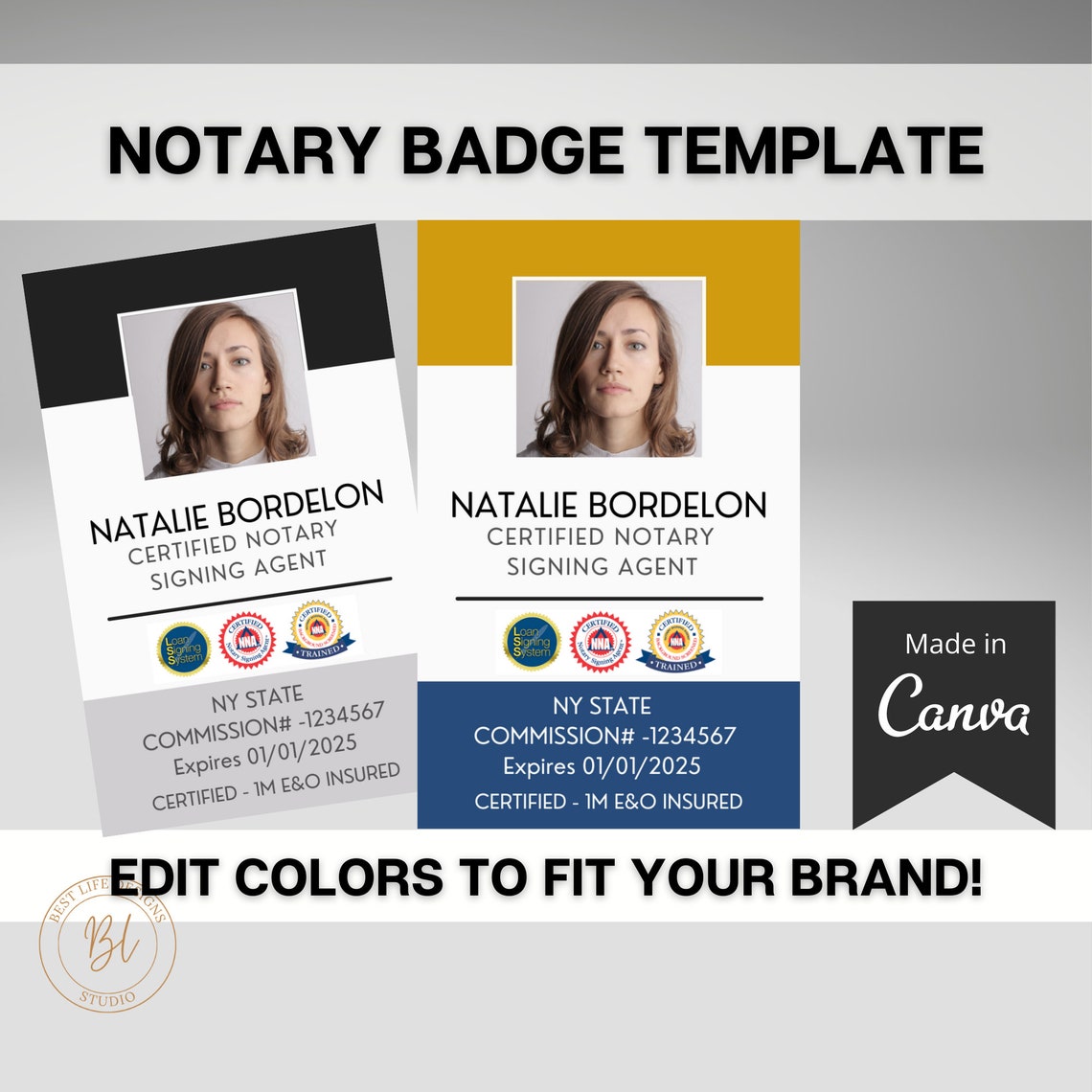 DIY ID Badge Template for Notary Signing Agents ID Badge Etsy