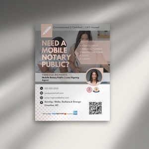 Notary Marketing Flyer Template with QR Code Printable