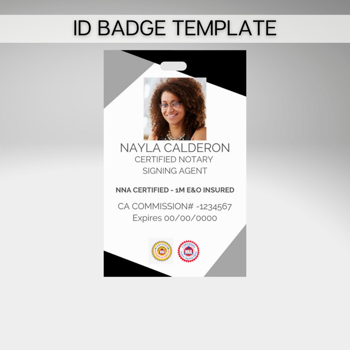ID Badge Template Notary Signing Agents & Mobile Notary Etsy
