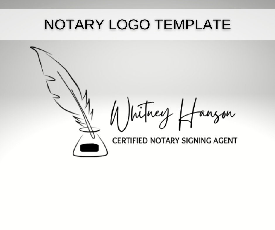 Feather & Pen Logo For Notary Public Etsy