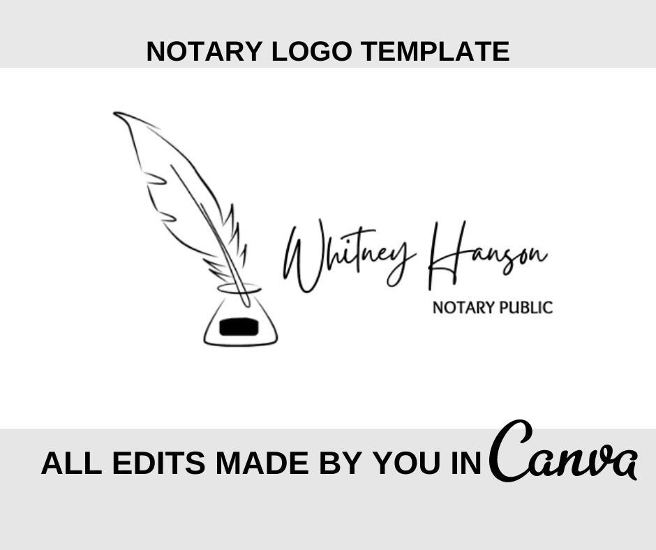 Feather & Pen Logo For Notary Public Etsy