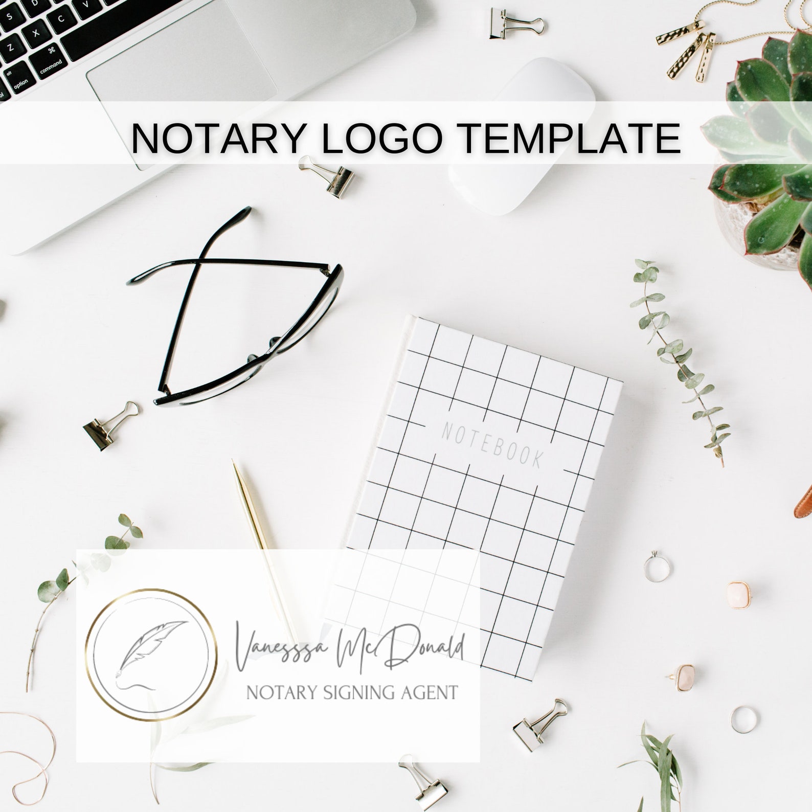 Notary Public Logo Template Gold Logo For Notary Signing Etsy