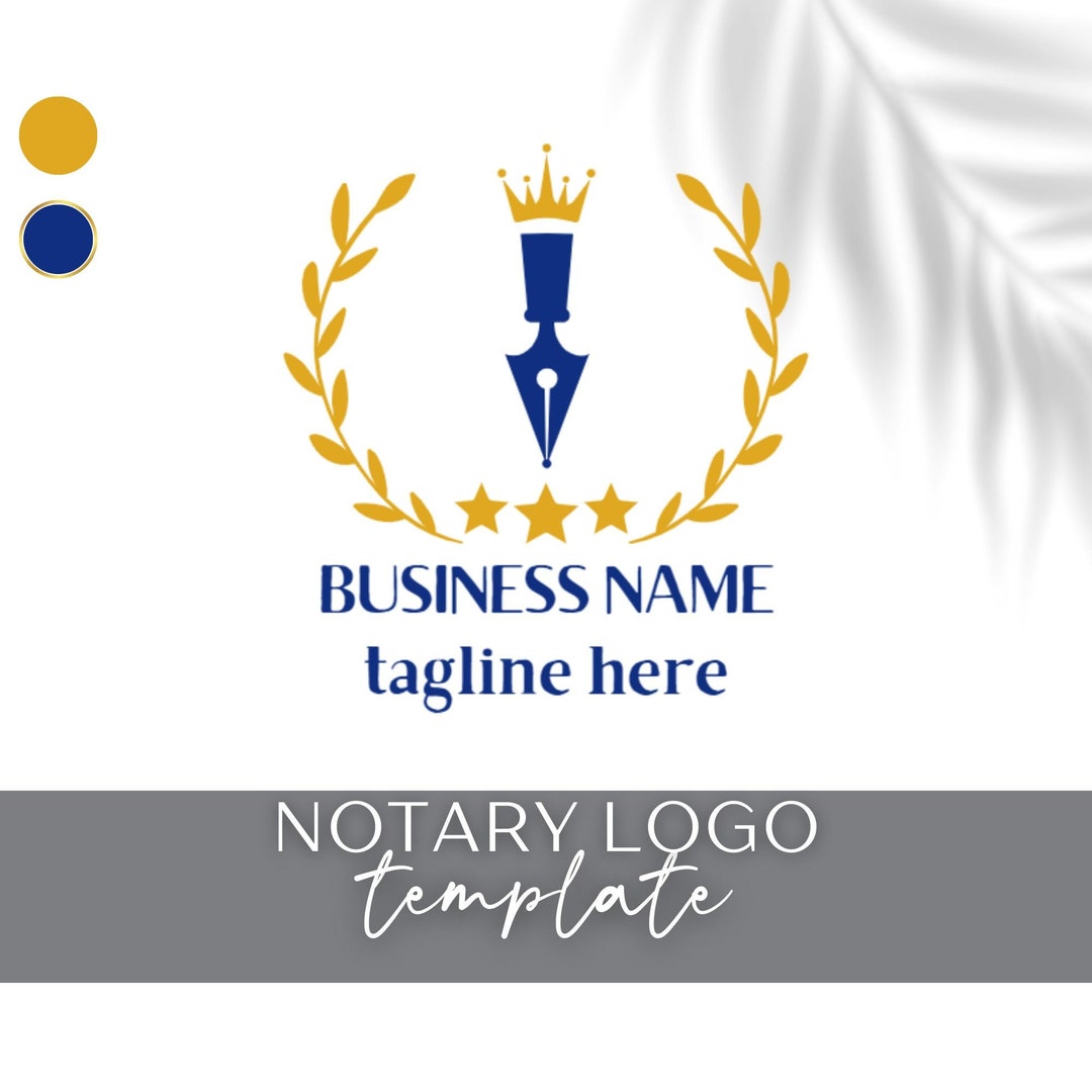 Custom Notary Public Crown Logo With Pen Editable Notary Logo Etsy