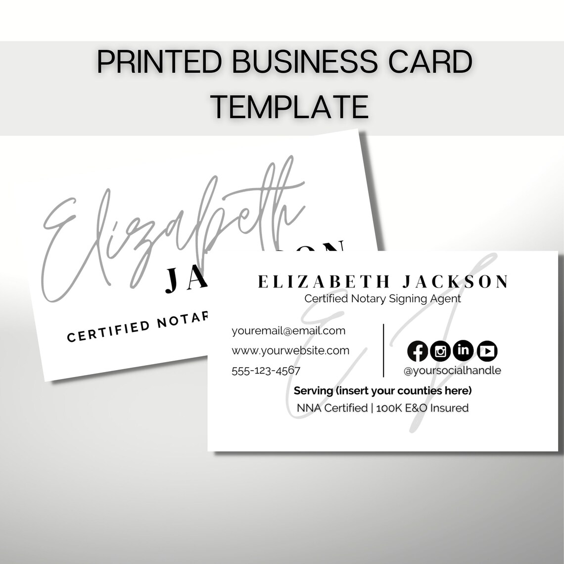 Notary Business Card Template Printed Business Card Template Etsy