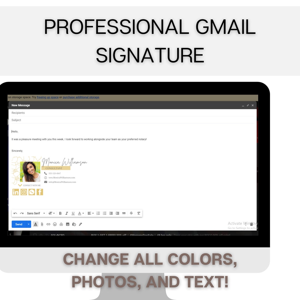 Yellow Email Signatures for Gmail Notary Public | Etsy