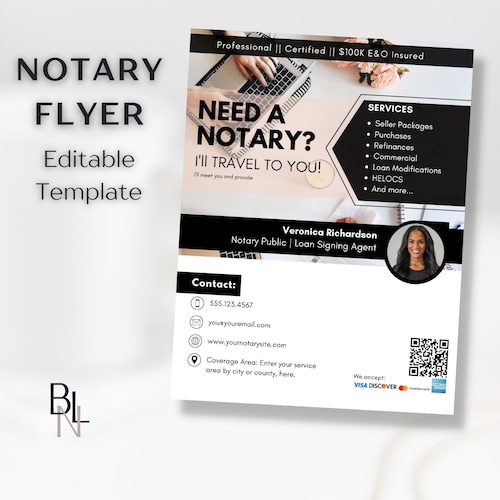 Marketing Flyer Template for Notary Signing Agents Flyer Etsy