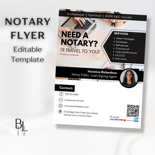 Marketing Flyer Template for Notary Signing Agents Flyer Etsy