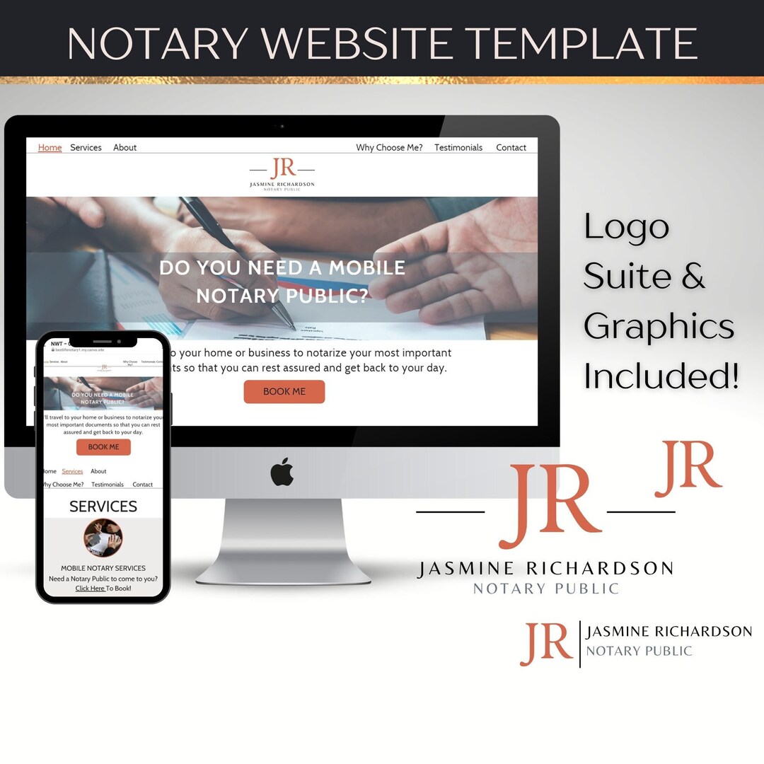 Notary Website Template Notary Logo Template Notary Bundle Editable Notary Website Template Notary Logo Template Notary Bundle Editable