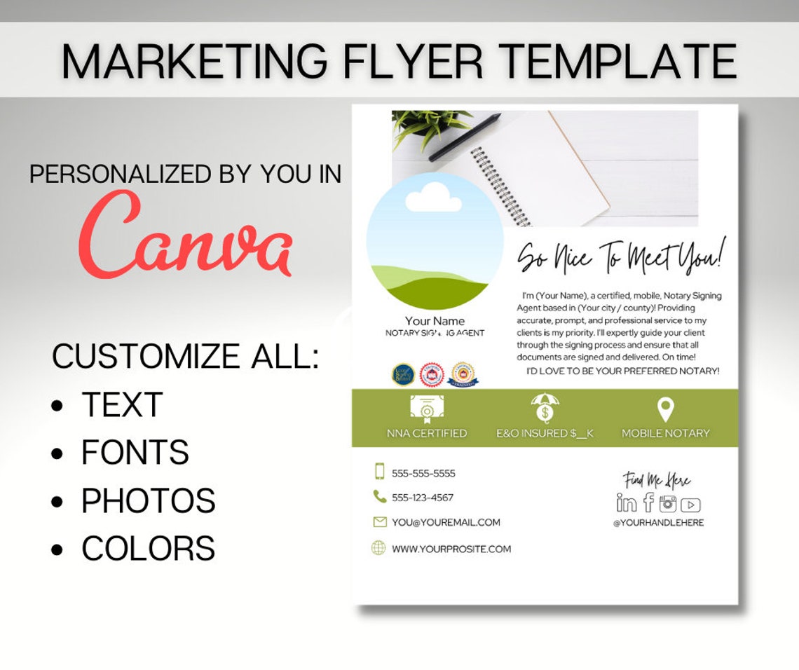 Notary Flyer Template Etsy