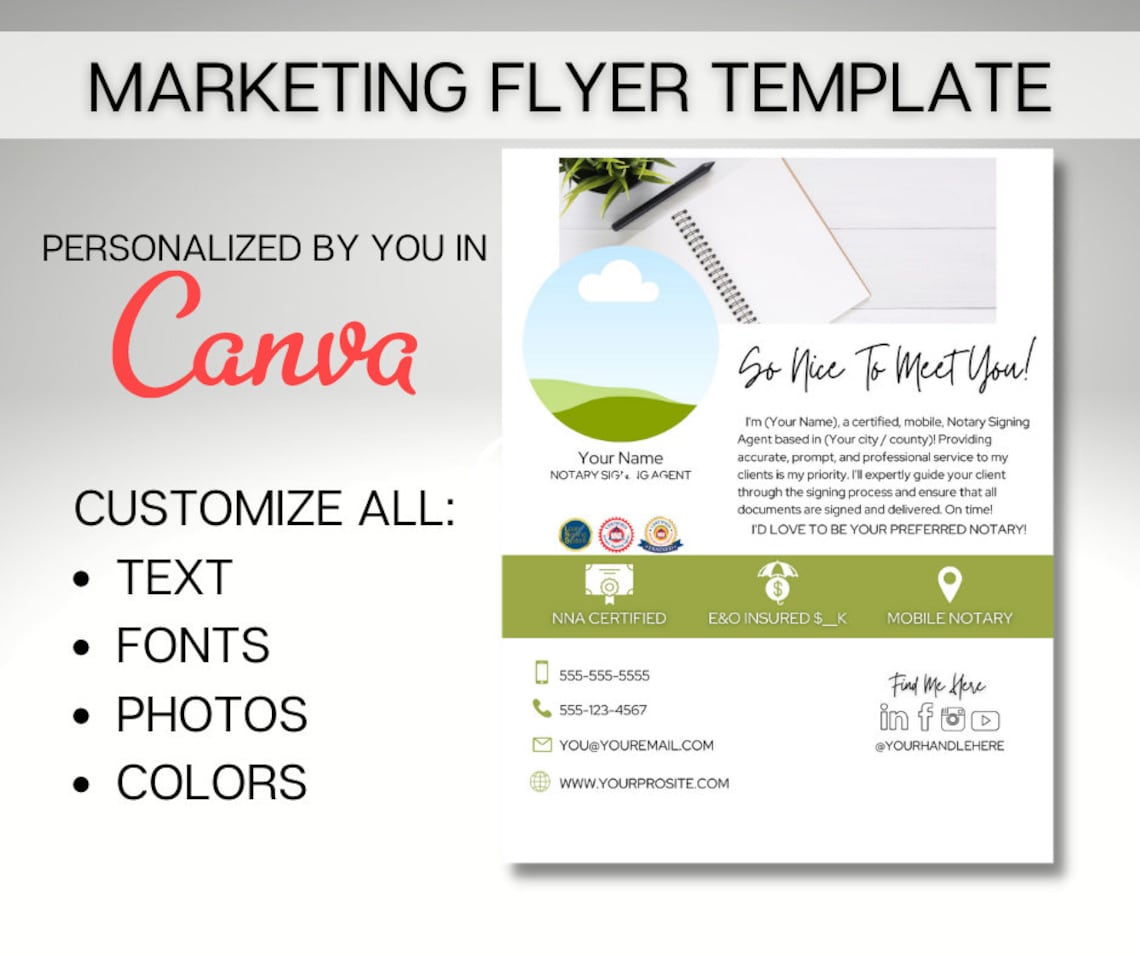 Notary Flyer Template Etsy