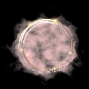 Círculo de anel de ouro, fundo do logotipo PNG, moldura do logotipo, clipart metálico, logotipo brilhante, logotipo de fumaça rosa, logotipo de beleza, logotipo glam, logotipo aquarela