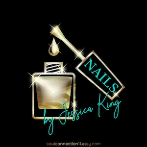 Logo d'ongle, logo de beauté, logo de technologie d'ongle, logo de salon d'ongle, conception de logo d'ongle, logo préfabriqué, logo d'ongle d'or noir, turquoise, logo d'entreprise d'ongle