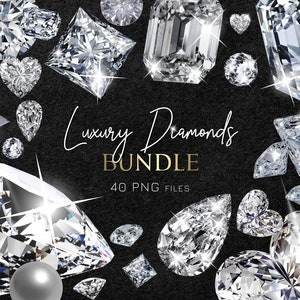 ClipArt di diamanti di lusso, bundle di diamanti PNG, clipart di gioielli, clipart di gemme, sovrapposizione di diamanti, clipart di nozze, scrapbooking di diamanti PNG Sparks