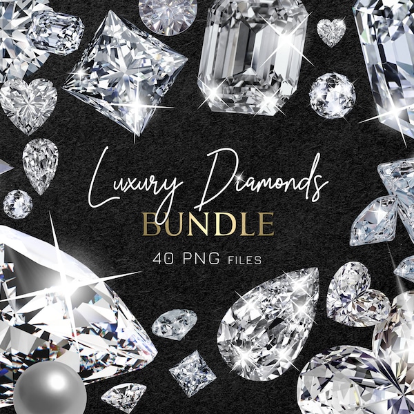 Luxury Diamond ClipArt, Diamonds Bundle PNG, Jewelry ClipArt, Gems ClipArt, Diamond Overlay, Wedding ClipArt Diamond Scrapbooking PNG Sparks