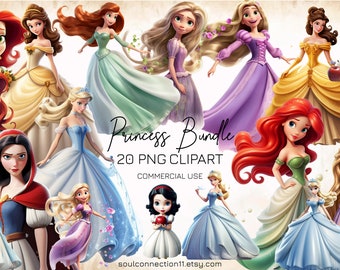Princess Clipart Bundle, Commercial Use, 20 PNG Images