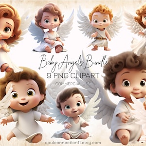 Süße Baby Engel PNG Clipart, Engel Bilder Bündel, Sublimationsdesign, digitaler Aufkleber, Engel Druck, Weihnachts Clipart, Geburtstag Clipart