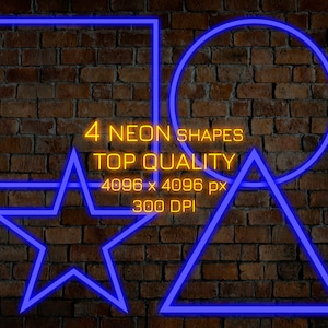 Blue NEON Shapes, Neon Geometric Figures, Neon Light Effect, Neon PNG Frames, Neon PNG Clipart, Neon Glow Borders Neon Rectangle Neon Circle