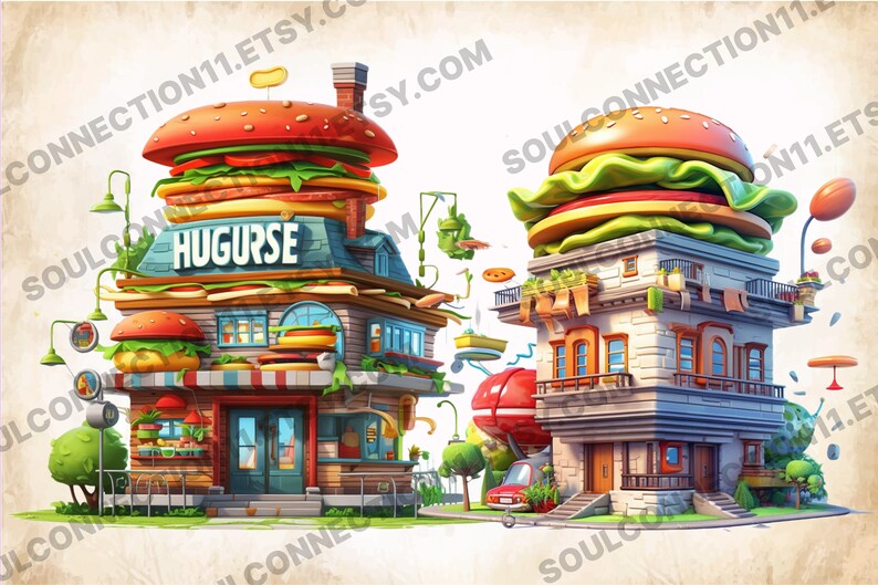 Burger Houses PNG Clipart, House of Burger and French Fries, Fairy ...