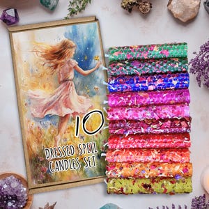 10 Dressed BeesWax Spell Candles for Manifestation, Candle Magic, Altar Candles, Pure Wax Colourful Candles, Ritual Candle, ADD: Scent, Text