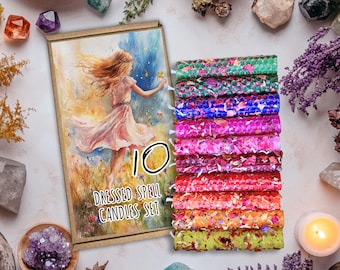 10 Dressed BeesWax Spell Candles for Manifestation, Candle Magic, Altar Candles, Pure Wax Colourful Candles, Ritual Candle, ADD: Scent, Text