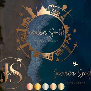 Logo di viaggio, logo dell'agente di viaggio, logo predefinito, logo del blog di viaggio, logo di viaggio di lusso, design del logo di viaggio, logo dell'agenzia turistica, logo dell'aereo
