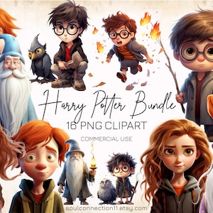 Harry PNG Clipart, Wizard School Heroes Bundle, Magic School Sublimation Design, Printable Sticker, Wizard Clipart, Halloween Clipart