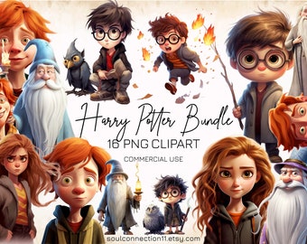 Harry PNG Clipart, Wizard School Heroes Bundle, Magic School Sublimation Design, Printable Sticker, Wizard Clipart, Halloween Clipart
