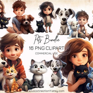 Pets PNG Clipart, Dogs Images Bundle, Cats Clipart, Sublimation Design, Digital Sticker, Pets Print, Cute Animals Clipart, Pets Design