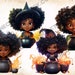 Afro-american Witch PNG Clipart, Cute Modern Witch Clipart Bundle